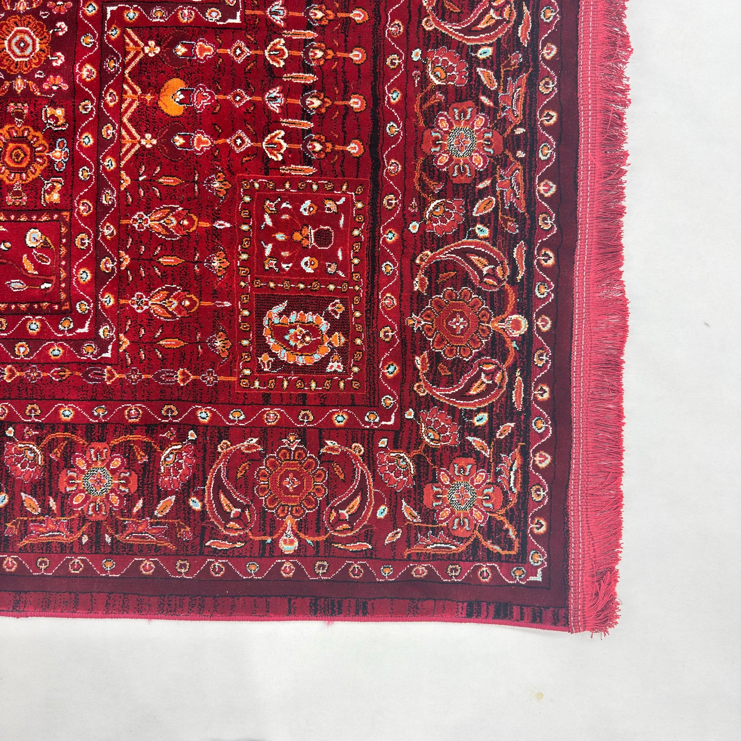 7 ft x 10 ft Red Persian 700 Reed Acrylic Rug, Kashan Medallion Carpet