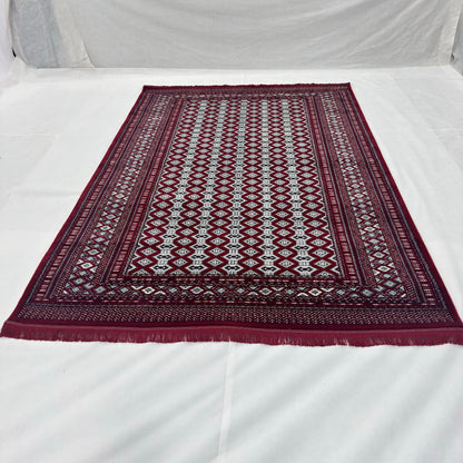 7 ft x 10 ft Red Persian 700 Reed Acrylic Rug, Bokhara Geometric Carpet