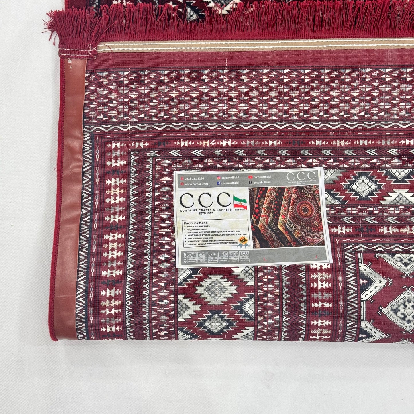 7 ft x 10 ft Red Persian 700 Reed Acrylic Rug, Bokhara Geometric Carpet