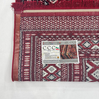 7 ft x 10 ft Red Persian 700 Reed Acrylic Rug, Bokhara Geometric Carpet