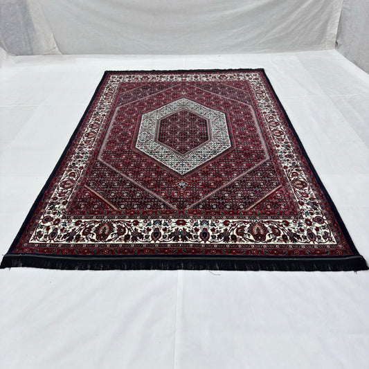 7 ft x 10 ft Red Persian 700 Reed Acrylic Rug, Hamadan Medallion Carpet