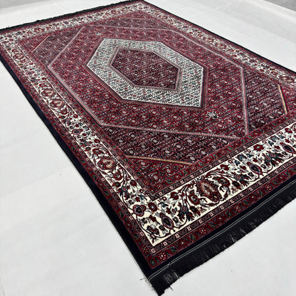 7 ft x 10 ft Red Persian 700 Reed Acrylic Rug, Hamadan Medallion Carpet