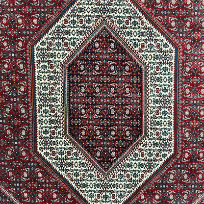 7 ft x 10 ft Red Persian 700 Reed Acrylic Rug, Hamadan Medallion Carpet