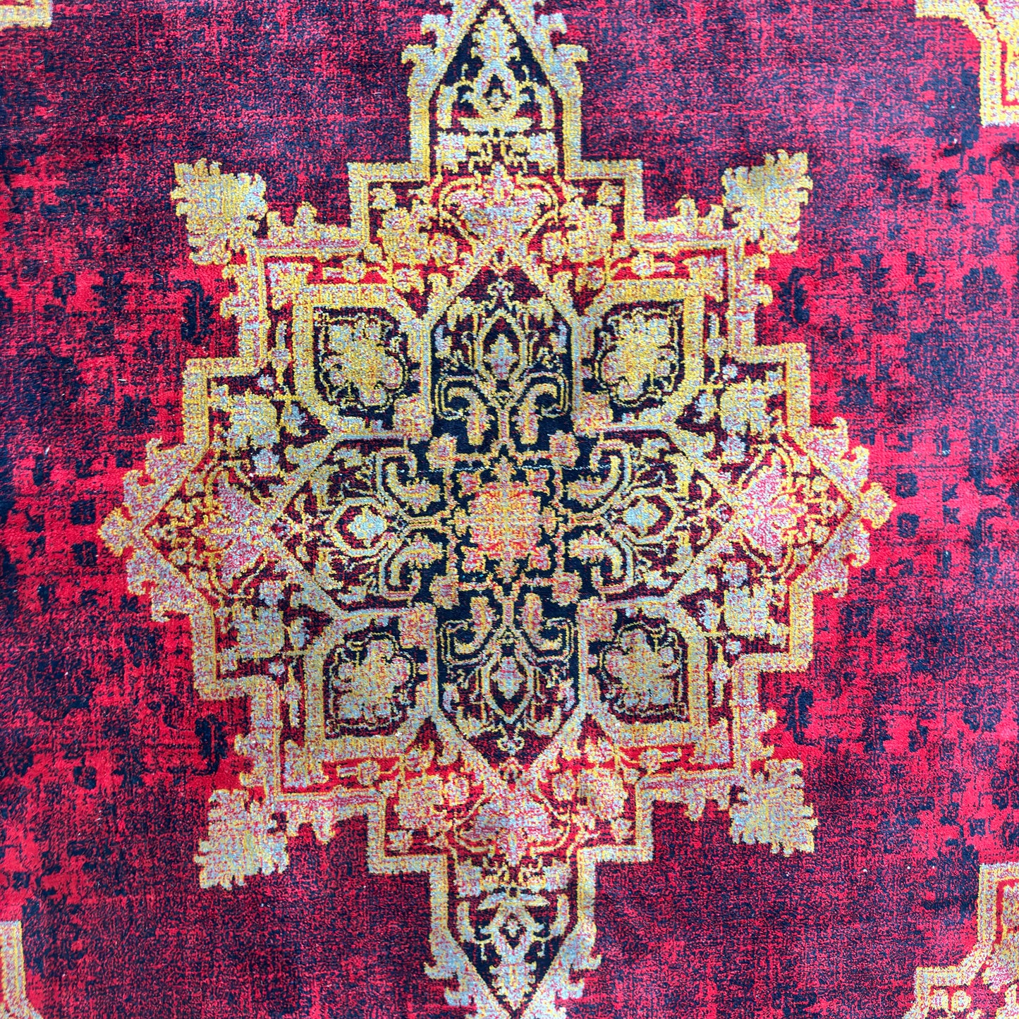 7 ft x 10 ft Red Persian 700 Reed Acrylic Rug, Vintage Medallion Carpet