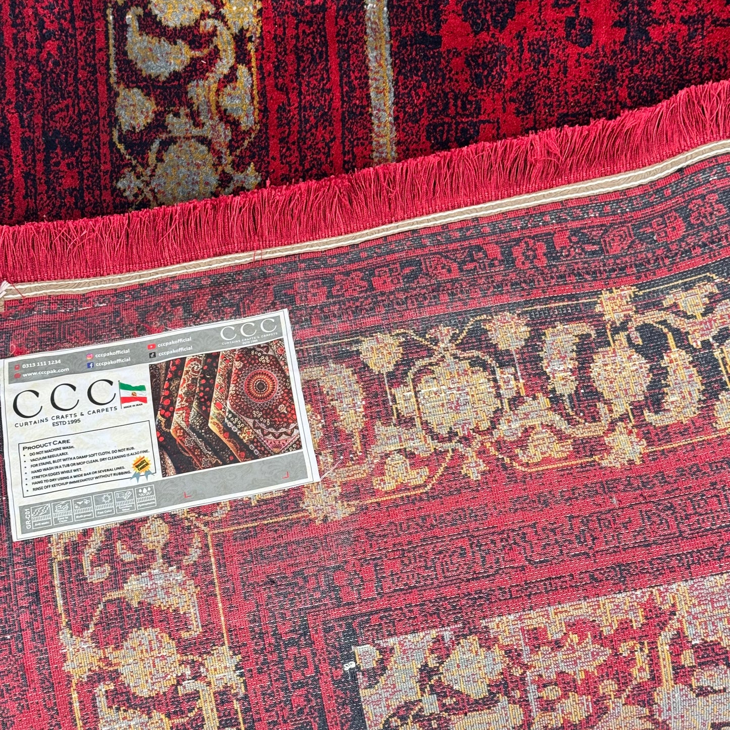 7 ft x 10 ft Red Persian 700 Reed Acrylic Rug, Vintage Medallion Carpet