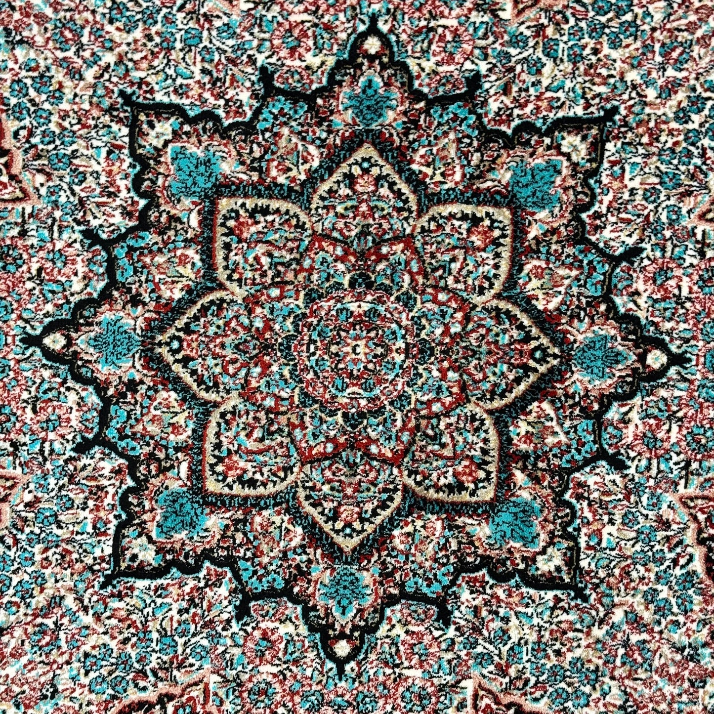 5 ft x 8 ft Teal Persian 1200 Reed Acrylic Rug, Herati Medallion Carpet