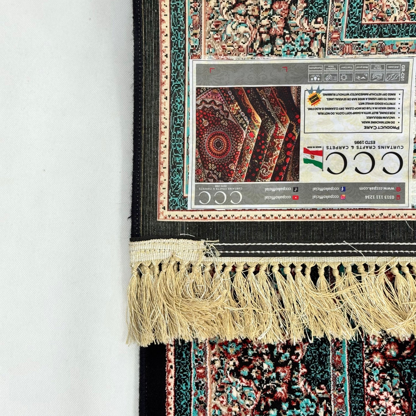 5 ft x 8 ft Teal Persian 1200 Reed Acrylic Rug, Herati Medallion Carpet