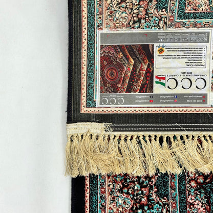 5 ft x 8 ft Teal Persian 1200 Reed Acrylic Rug, Herati Medallion Carpet