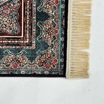 5 ft x 8 ft Teal Persian 1200 Reed Acrylic Rug, Qum Medallion Carpet