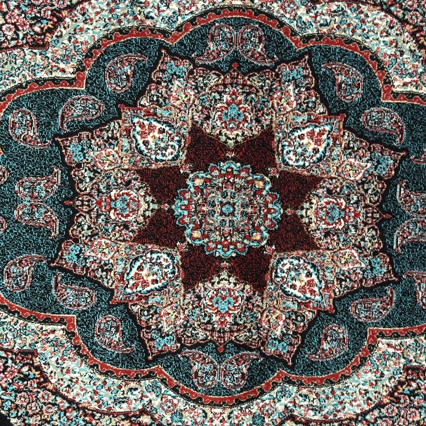 5 ft x 8 ft Teal Persian 1200 Reed Acrylic Rug, Qum Medallion Carpet