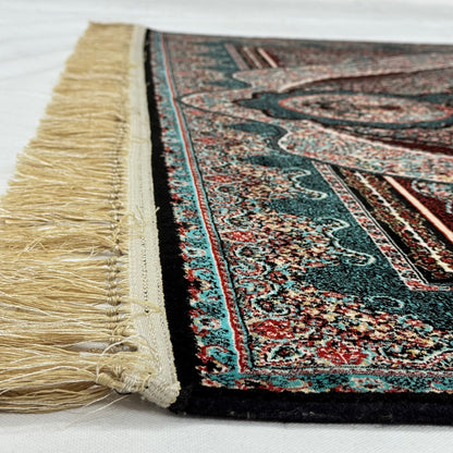 5 ft x 8 ft Teal Persian 1200 Reed Acrylic Rug, Qum Medallion Carpet