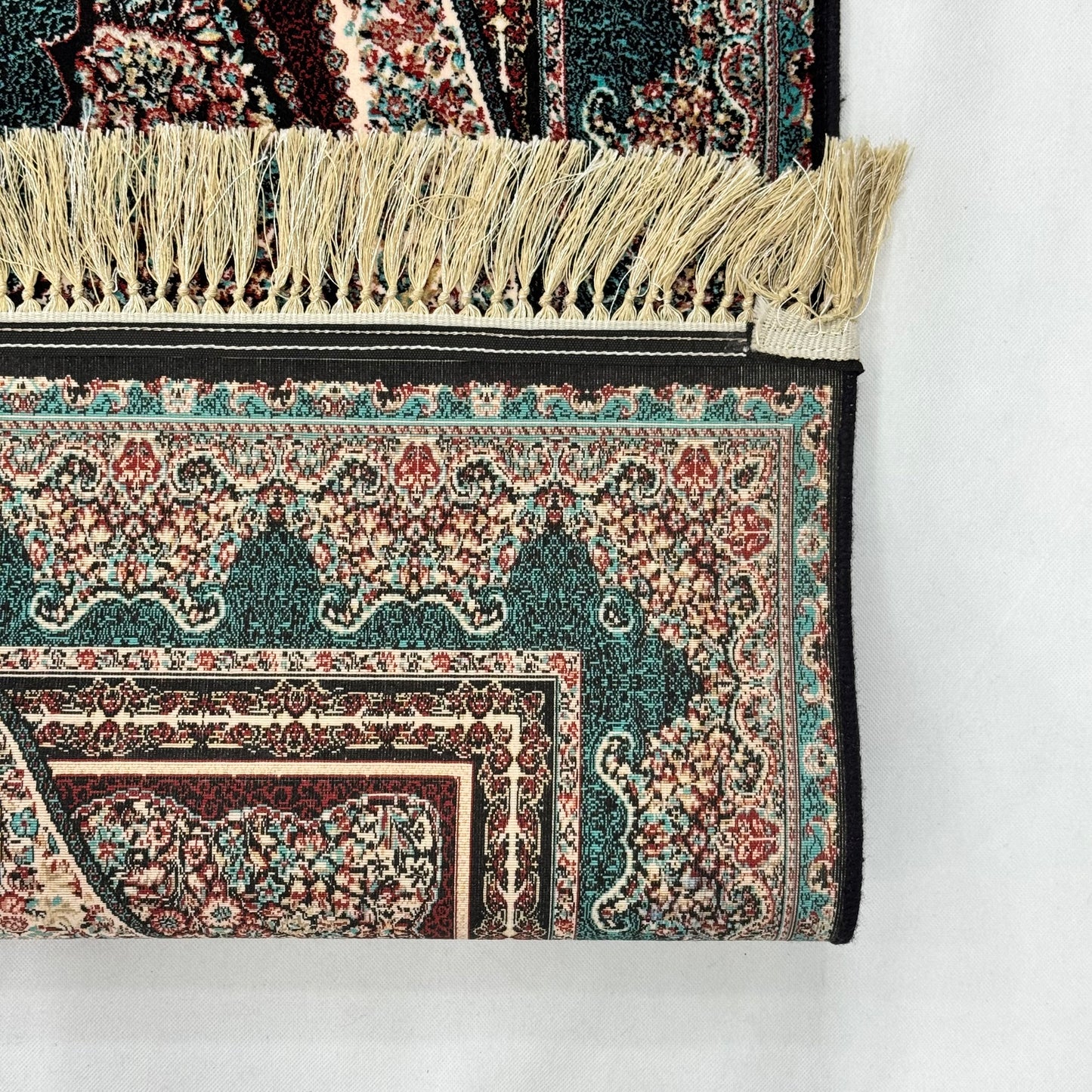 5 ft x 8 ft Teal Persian 1200 Reed Acrylic Rug, Qum Medallion Carpet