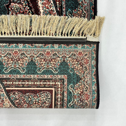 5 ft x 8 ft Teal Persian 1200 Reed Acrylic Rug, Qum Medallion Carpet