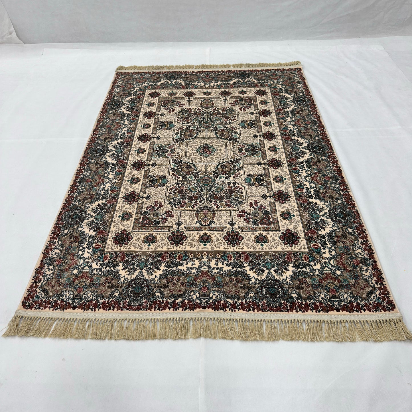 5 ft x 8 ft Cream Persian 1200 Reed Acrylic Rug, Bakhtiari Garden Carpet