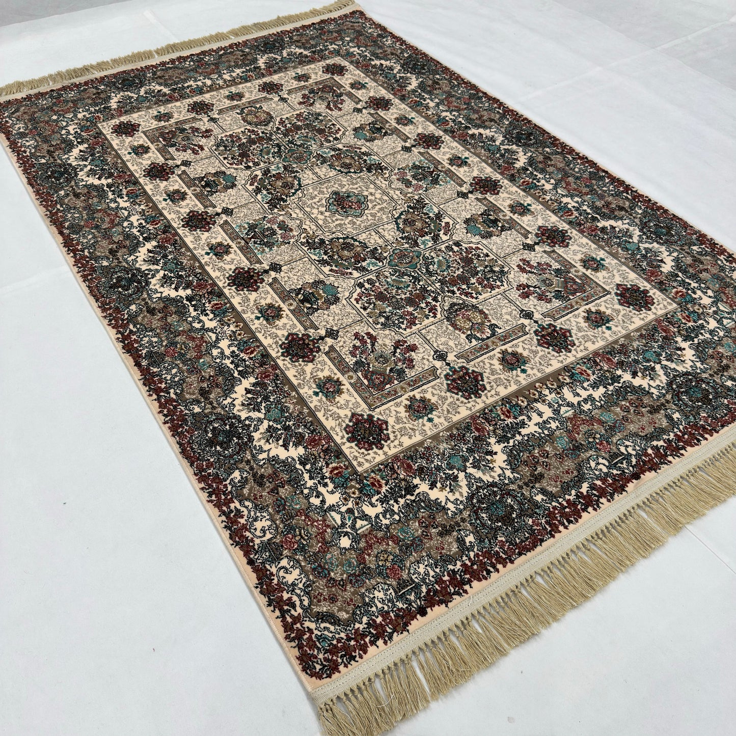 5 ft x 8 ft Cream Persian 1200 Reed Acrylic Rug, Bakhtiari Garden Carpet