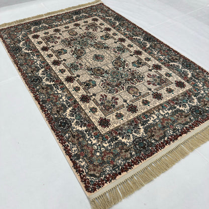 5 ft x 8 ft Cream Persian 1200 Reed Acrylic Rug, Bakhtiari Garden Carpet