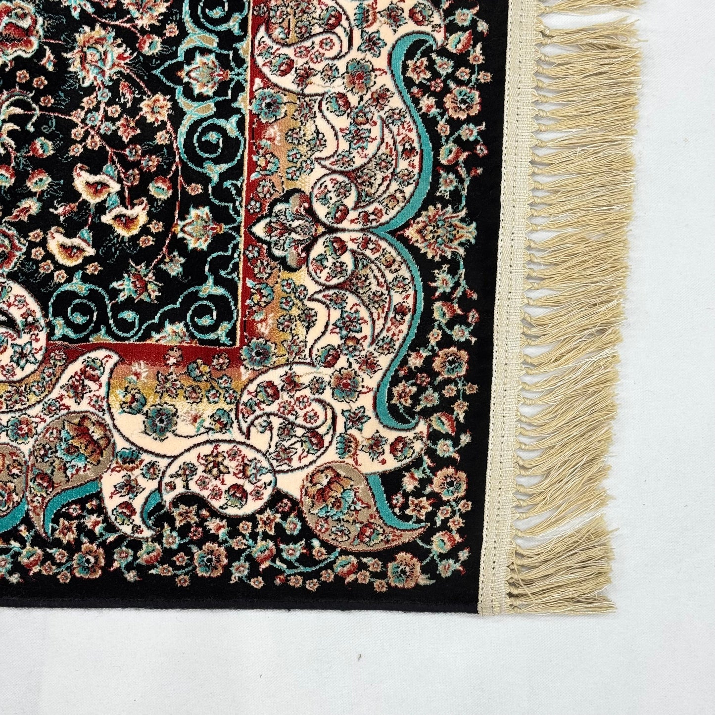 5 ft x 8 ft Black Persian 1200 Reed Acrylic Rug, Kashan Floral Carpet