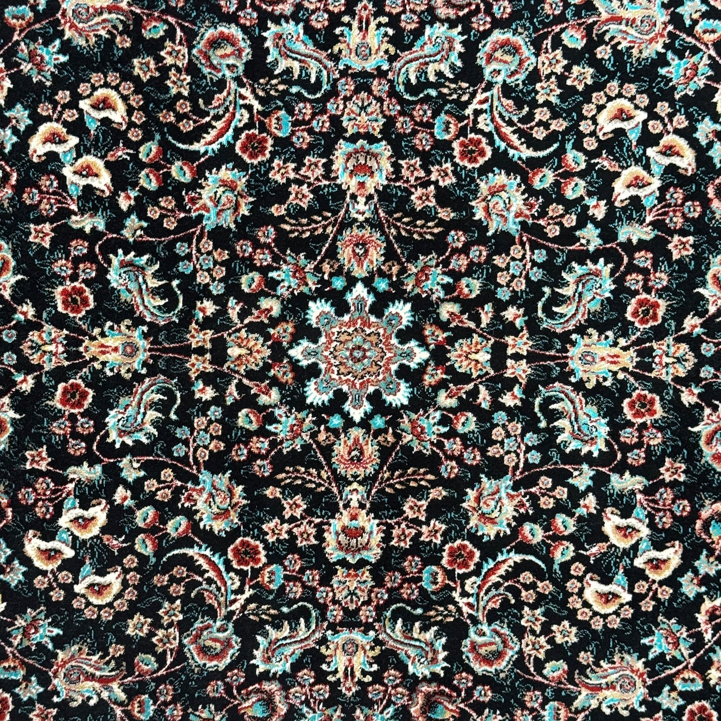 5 ft x 8 ft Black Persian 1200 Reed Acrylic Rug, Kashan Floral Carpet