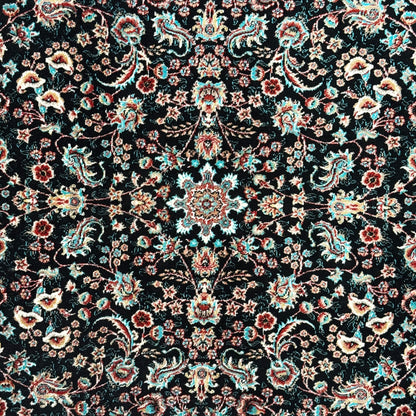 5 ft x 8 ft Black Persian 1200 Reed Acrylic Rug, Kashan Floral Carpet