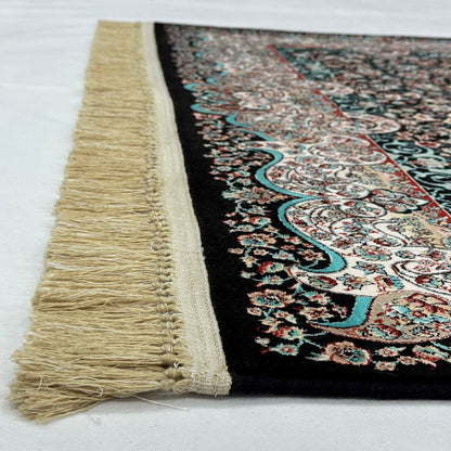 5 ft x 8 ft Black Persian 1200 Reed Acrylic Rug, Kashan Floral Carpet