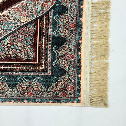 5 ft x 8 ft Teal Persian 1200 Reed Acrylic Rug, Qum Medallion Carpet