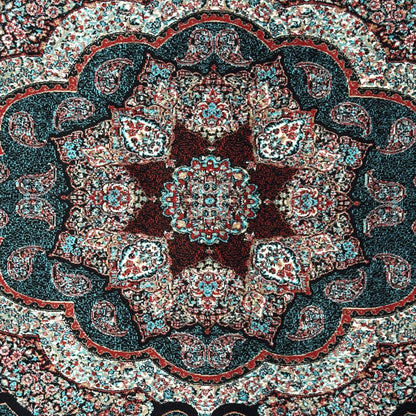5 ft x 8 ft Teal Persian 1200 Reed Acrylic Rug, Qum Medallion Carpet