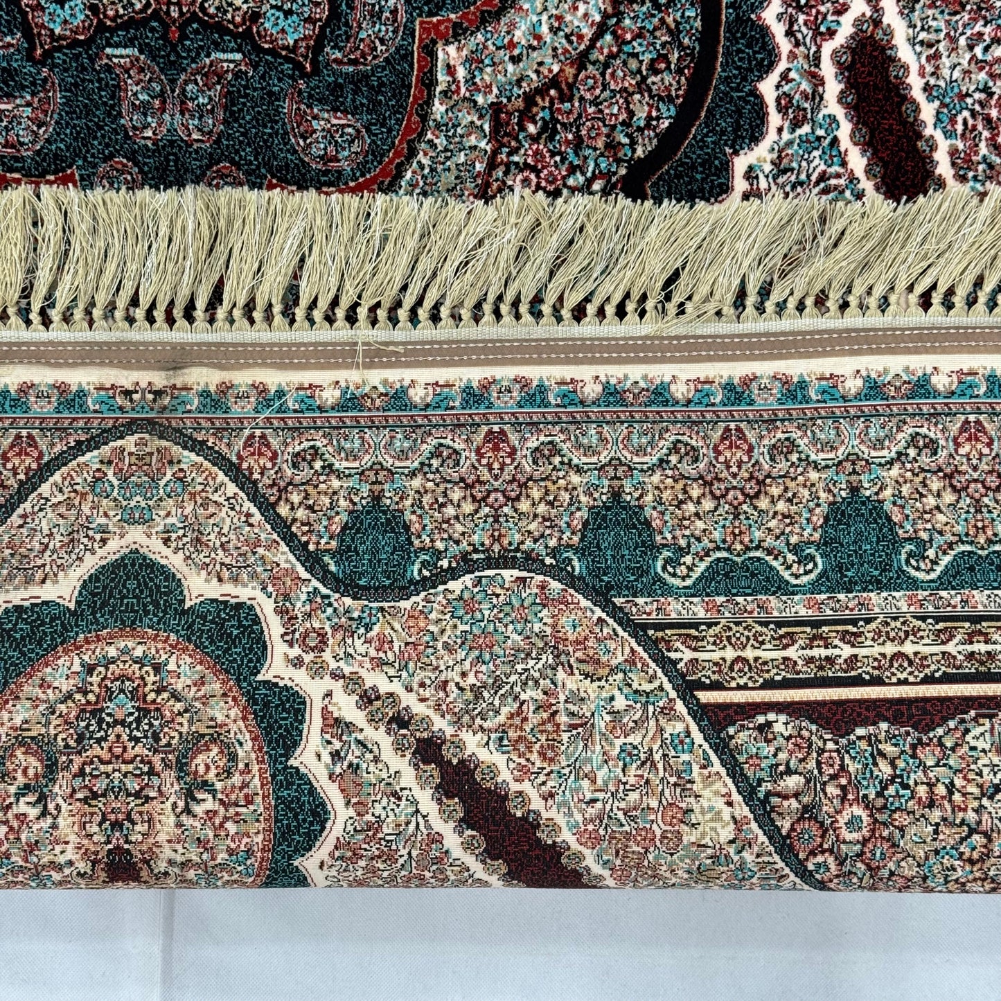 5 ft x 8 ft Teal Persian 1200 Reed Acrylic Rug, Qum Medallion Carpet
