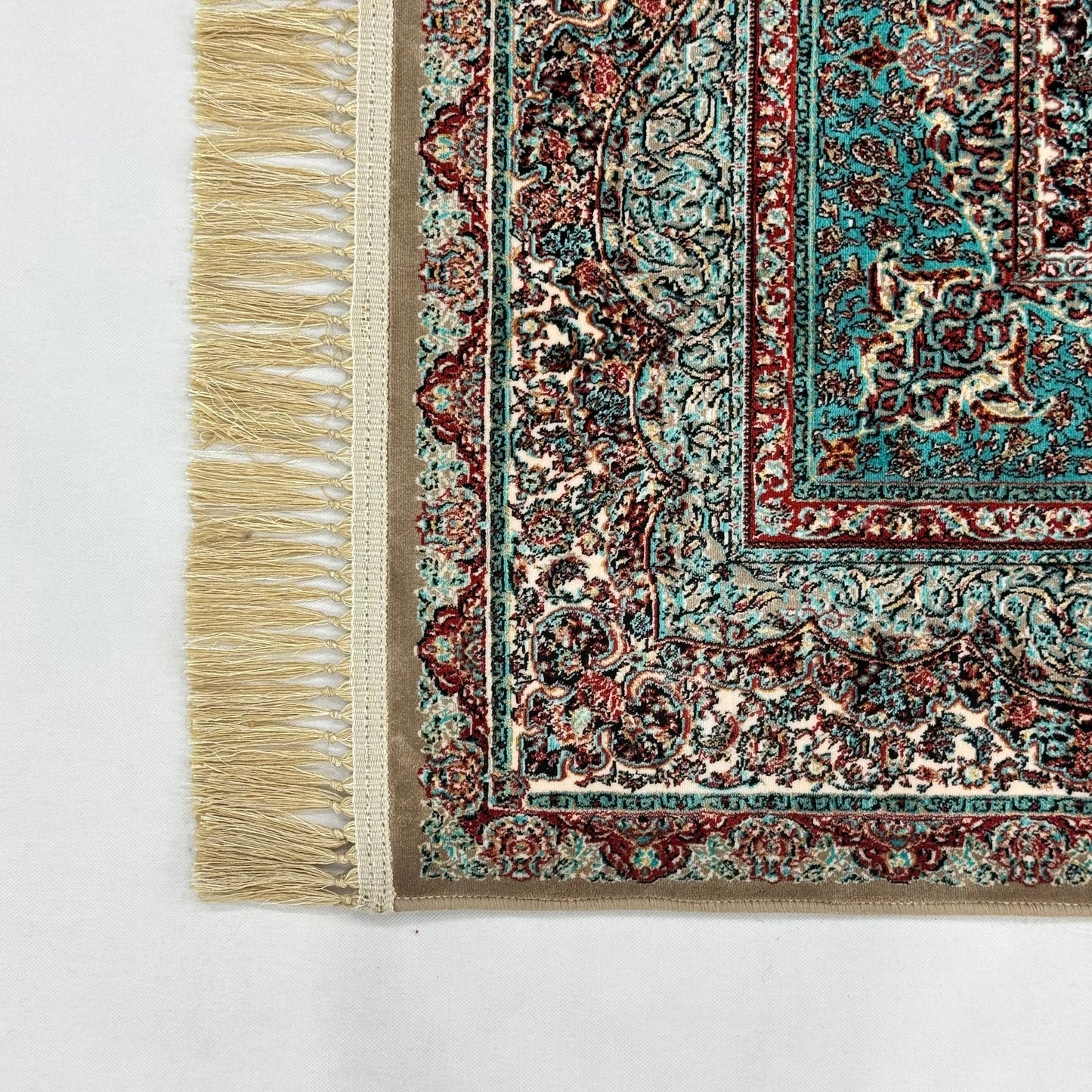 5 ft x 8 ft Teal Persian 1200 Reed Acrylic Rug, Garden Medallion Carpet