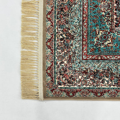 5 ft x 8 ft Teal Persian 1200 Reed Acrylic Rug, Garden Medallion Carpet