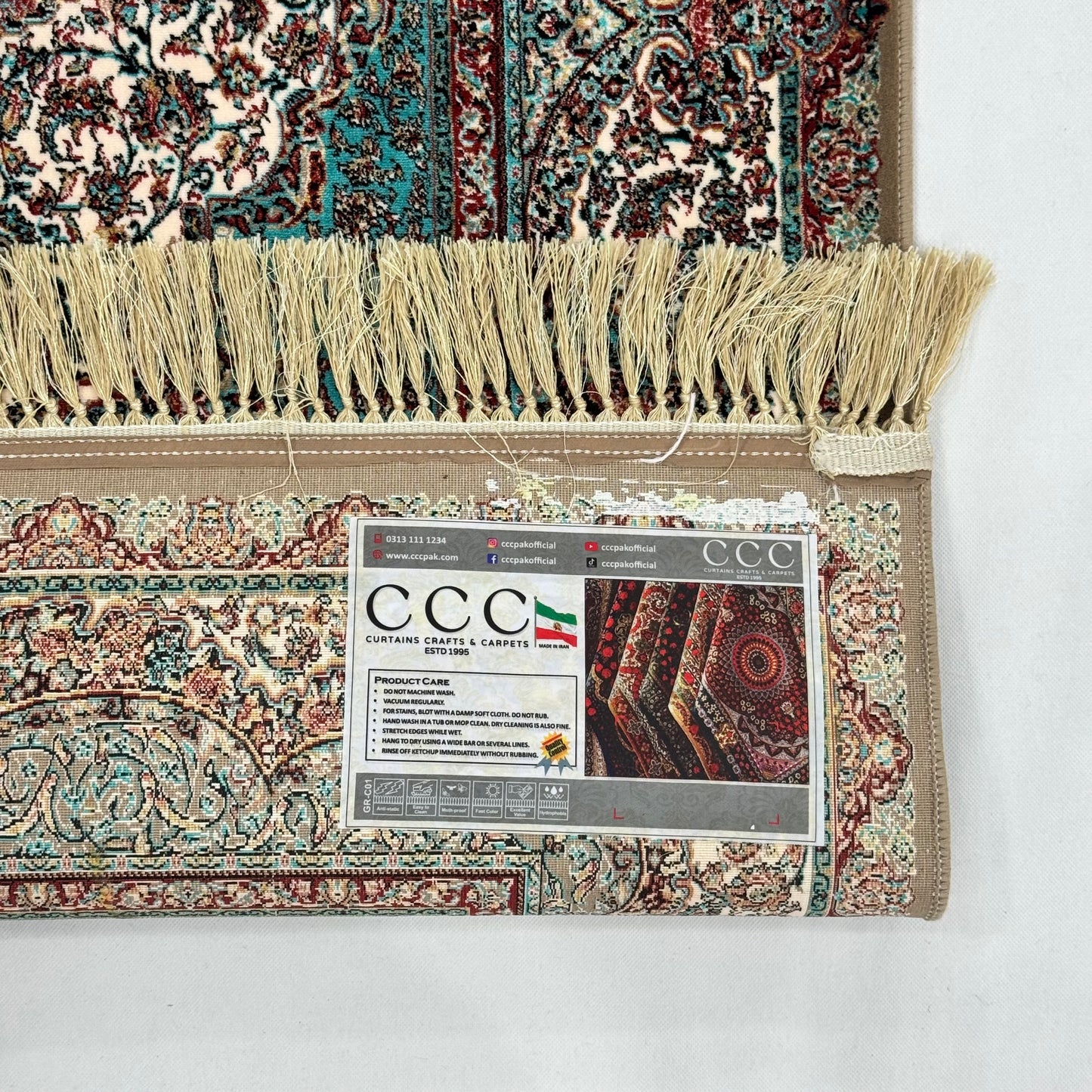 5 ft x 8 ft Teal Persian 1200 Reed Acrylic Rug, Garden Medallion Carpet
