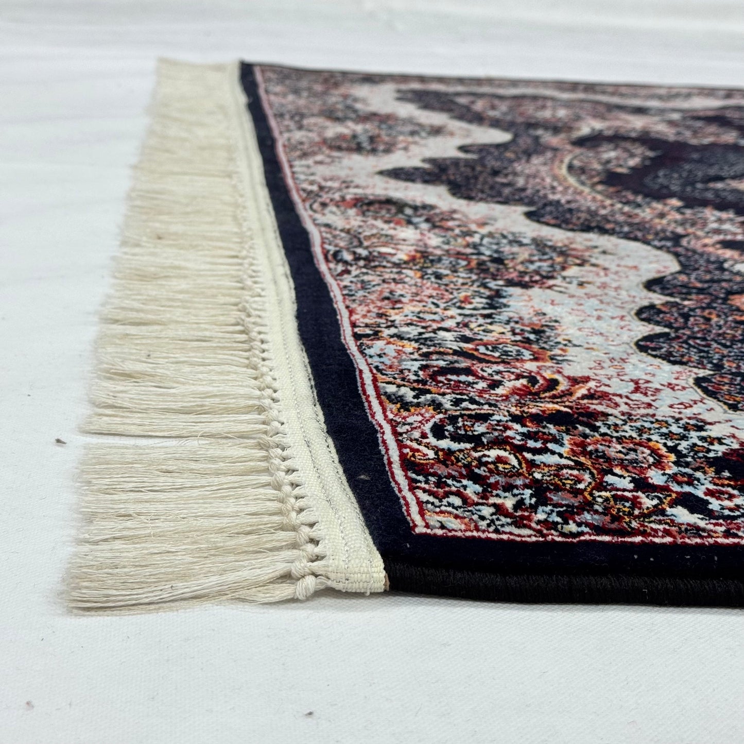 5 ft x 8 ft Black Persian 700 Reed Acrylic Rug, Shah Abbasi Medallion Carpet