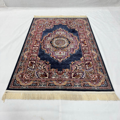 5 ft x 8 ft Navy Persian 700 Reed Acrylic Rug, Tabriz Medallion Carpet