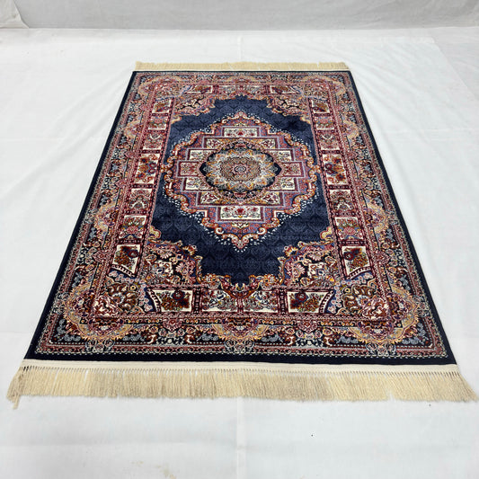 5 ft x 8 ft Navy Persian 700 Reed Acrylic Rug, Tabriz Medallion Carpet