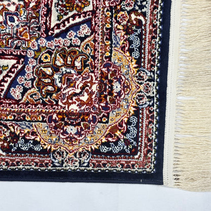 5 ft x 8 ft Navy Persian 700 Reed Acrylic Rug, Tabriz Medallion Carpet