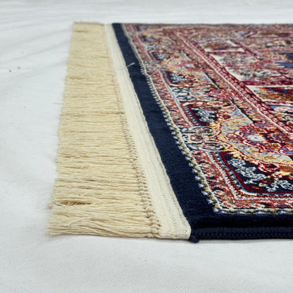 5 ft x 8 ft Navy Persian 700 Reed Acrylic Rug, Tabriz Medallion Carpet