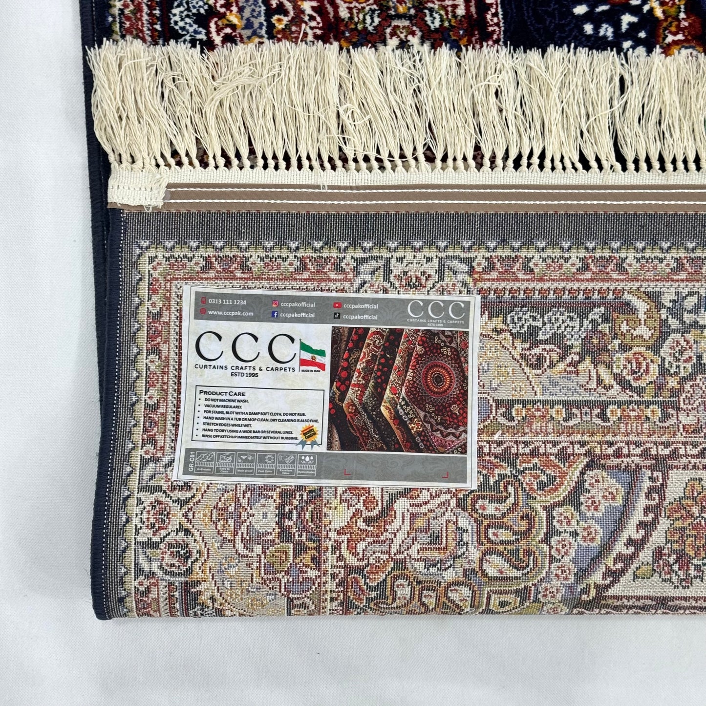 5 ft x 8 ft Navy Persian 700 Reed Acrylic Rug, Tabriz Medallion Carpet