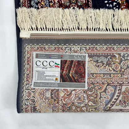 5 ft x 8 ft Navy Persian 700 Reed Acrylic Rug, Tabriz Medallion Carpet
