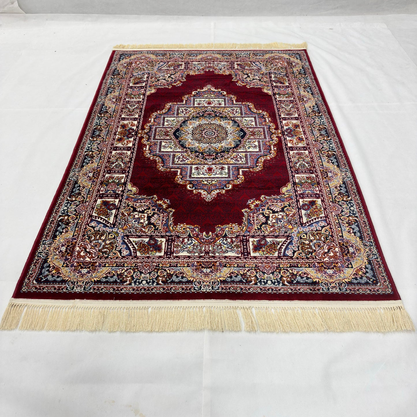 5 ft x 8 ft Red Persian 700 Reed Acrylic Rug, Tabriz Medallion Carpet
