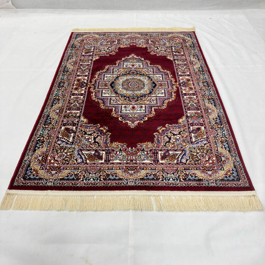 5 ft x 8 ft Red Persian 700 Reed Acrylic Rug, Tabriz Medallion Carpet