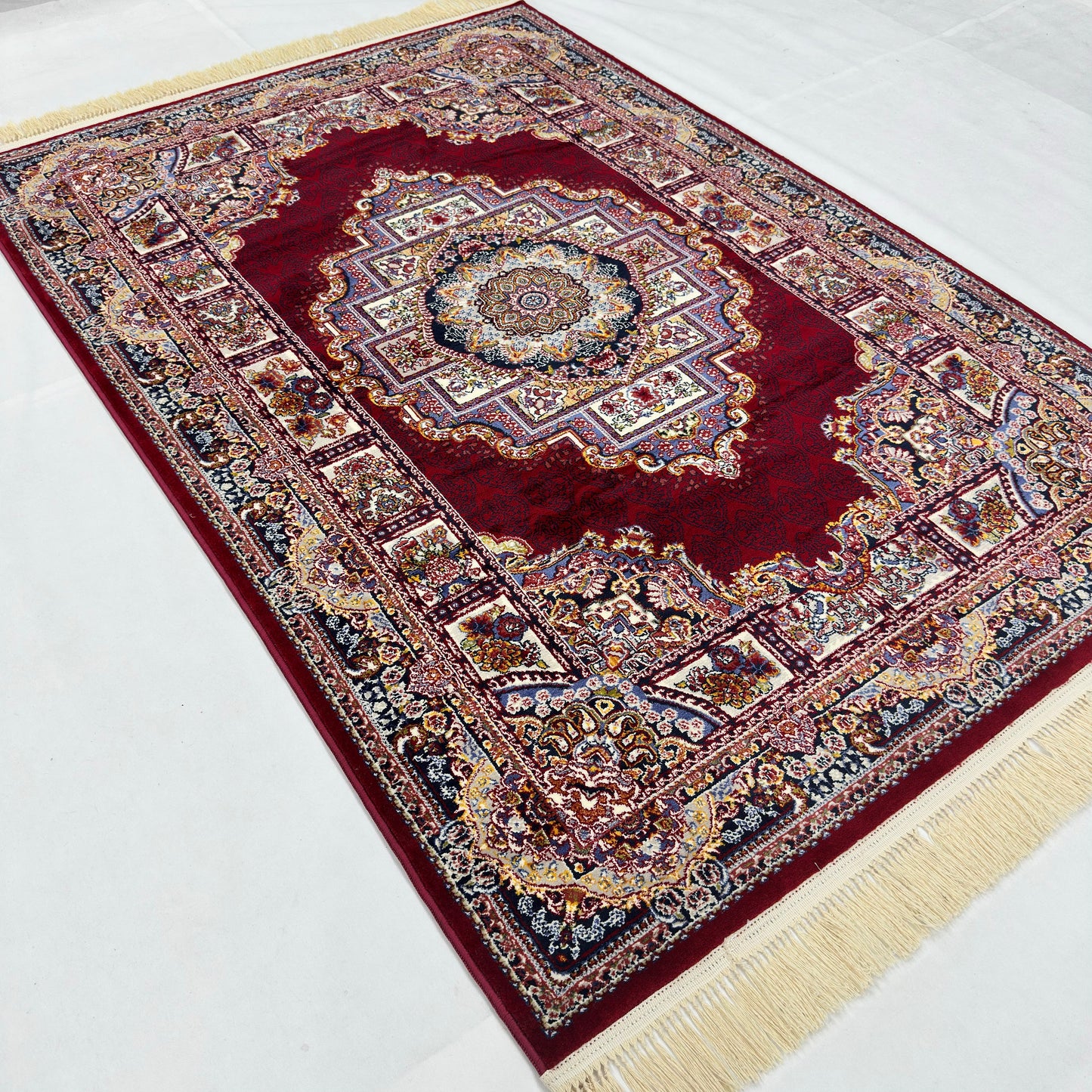5 ft x 8 ft Red Persian 700 Reed Acrylic Rug, Tabriz Medallion Carpet