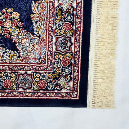 5 ft x 8 ft Navy Persian 700 Reed Acrylic Rug, Isfahan Medallion Carpet