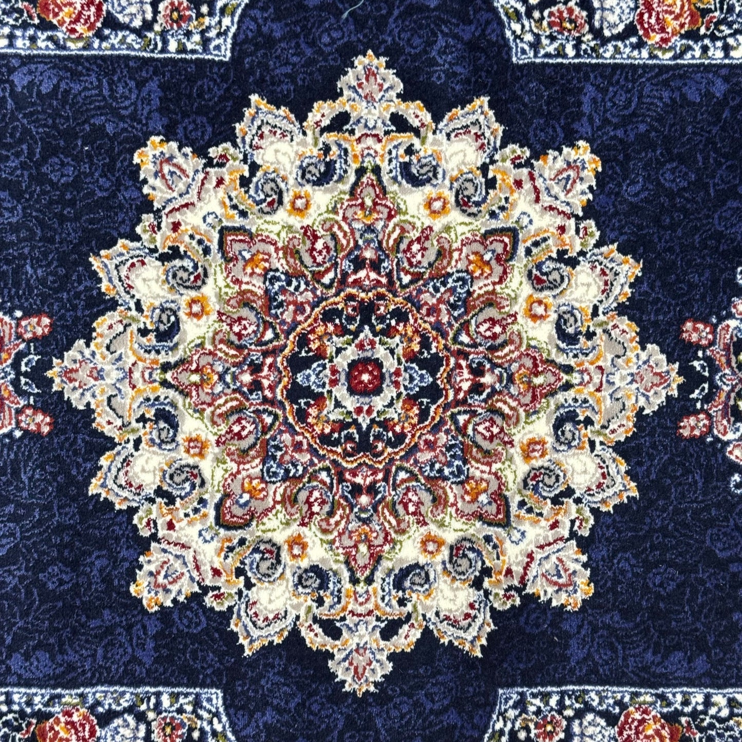 5 ft x 8 ft Navy Persian 700 Reed Acrylic Rug, Isfahan Medallion Carpet