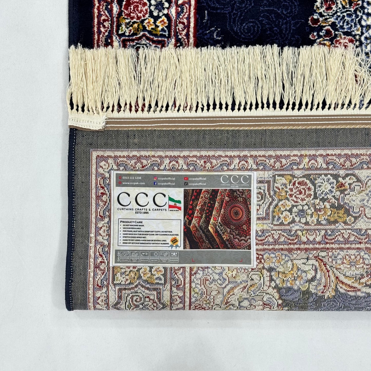 5 ft x 8 ft Navy Persian 700 Reed Acrylic Rug, Isfahan Medallion Carpet