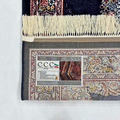 5 ft x 8 ft Navy Persian 700 Reed Acrylic Rug, Isfahan Medallion Carpet