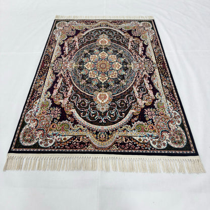 Persian Medallion Rug 4 ft x 6 ft | Burgundy & Teal | 700 Reed Acrylic