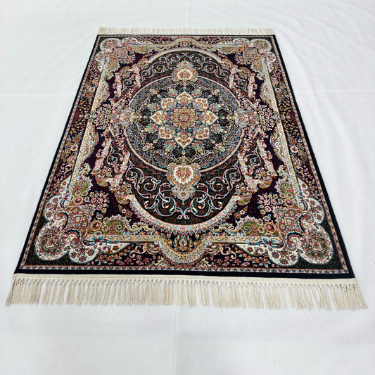 Persian Medallion Rug 4 ft x 6 ft | Burgundy & Teal | 700 Reed Acrylic
