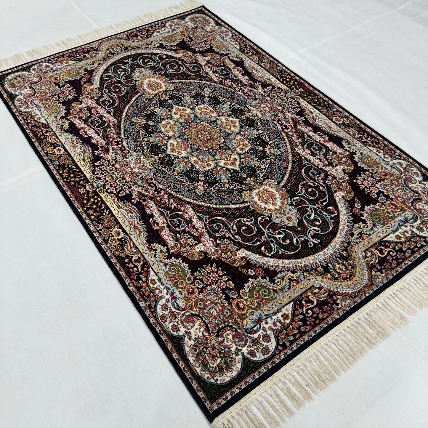 Persian Medallion Rug 4 ft x 6 ft | Burgundy & Teal | 700 Reed Acrylic