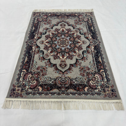 4 ft x 6 ft Persian Acrylic Rug, 700 Reed Floral Medallion Carpet, Machine-Made Iran