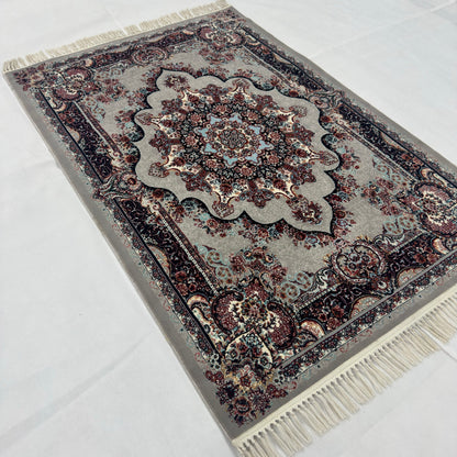 4 ft x 6 ft Persian Acrylic Rug, 700 Reed Floral Medallion Carpet, Machine-Made Iran