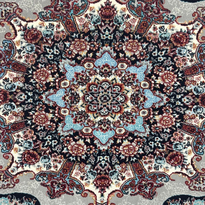 4 ft x 6 ft Persian Acrylic Rug, 700 Reed Floral Medallion Carpet, Machine-Made Iran
